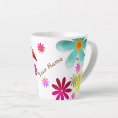TASSE LATTE VIBE TROPICALE. FLEURS DE JUNGLE VIBRANTES. OISEAU (Angle droit)