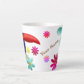 TASSE LATTE VIBE TROPICALE. FLEURS DE JUNGLE VIBRANTES. OISEAU (Devant)