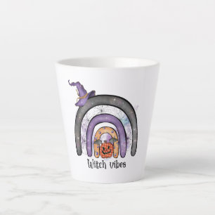 Tasse Latte Vibes de sorcière noir arc-en-ciel