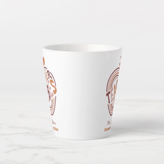 Tasse Latte Vibes d'enseignant personnalisées Boho Appréciatio (Devant)