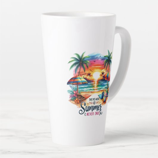 Tasse Latte Vibes d'été Brushstroke Beach Sunset-34626 (Angle droit)