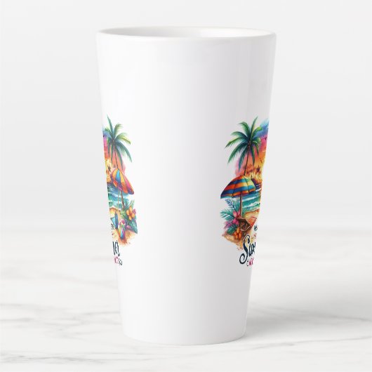 Tasse Latte Vibes d'été Brushstroke Beach Sunset-34626 (Devant)