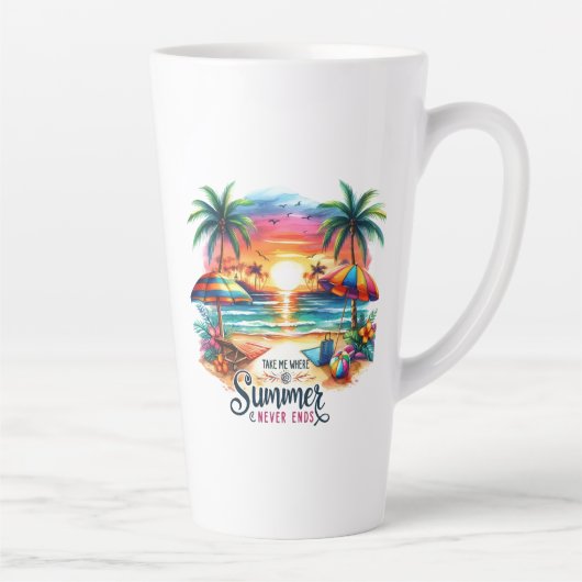 Tasse Latte Vibes d'été Brushstroke Beach Sunset-34626 (Droite)