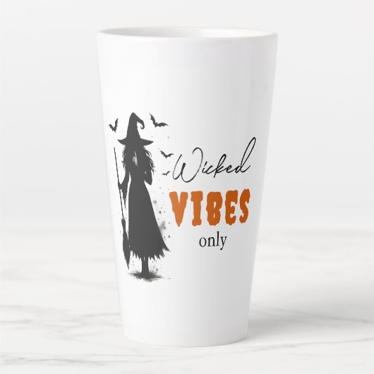 Tasse Latte "Vibes perdues seulement" - Sorcière noire Hallowe (Devant)