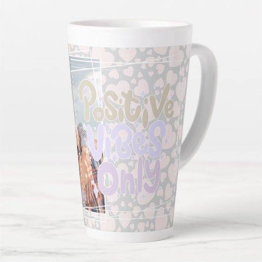 Tasse Latte Vibes positives ajouter uniquement photo personnal (Angle droit)