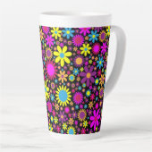 Tasse Latte Vibrant Psychedelic Flowers in Bloom-67566 (Angle droit)