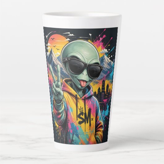 Tasse Latte Vibrations d'Alien Drôles (Devant)