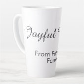 Tasse Latte Vibrations joyeuses rouge Noël ajouter nom de fami (Angle gauche)