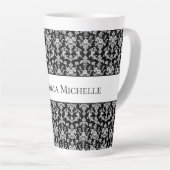 Tasse Latte Victorian Black and White Damask Pattern (Angle droit)