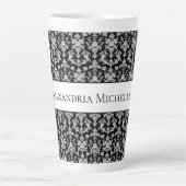 Tasse Latte Victorian Black and White Damask Pattern (Devant)