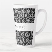 Tasse Latte Victorian Black and White Damask Pattern (Droite)