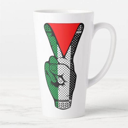 Tasse Latte Victory Sign Hand Resistance Red Triangle Symbol (Droite)