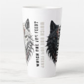 Tasse Latte Vie du professionnel | Loup blanc avant | Dos loup (Devant)
