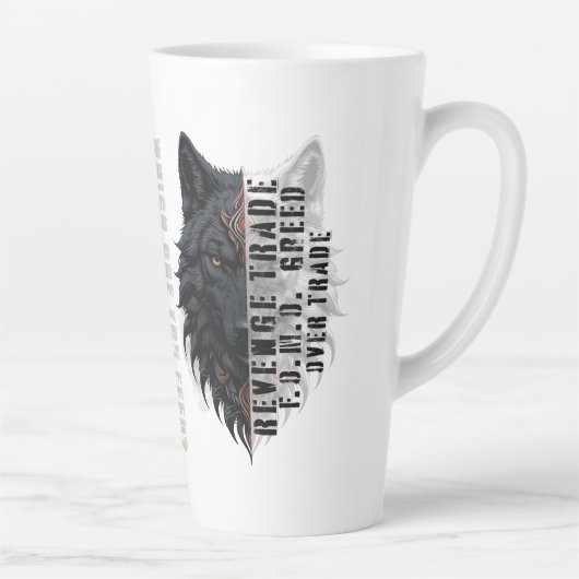 Tasse Latte Vie du professionnel | Loup blanc avant | Dos loup (Droite)