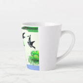 Tasse Latte Vie forestière printanière avec oiseaux et écureui (Droite)