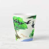 Tasse Latte Vie forestière printanière avec oiseaux et écureui (Devant)
