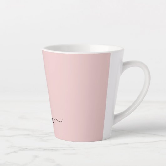 Tasse Latte Vierge rose moderne Script Girl Monogramme Nom (Droite)