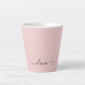 Tasse Latte Vierge rose moderne Script Girl Monogramme Nom (Devant)