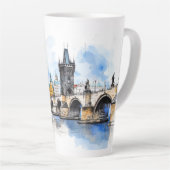 Tasse Latte Vieux Prague, aquarelle du pont Charles (Angle droit)
