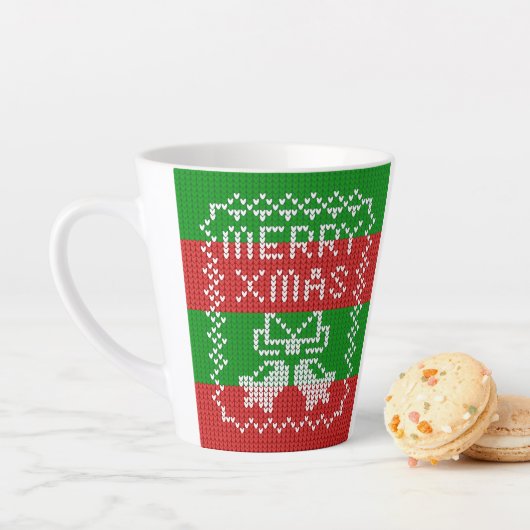 Tasse Latte Vilain pull motif sonnettes Joyeux fils Xmas (En situation)