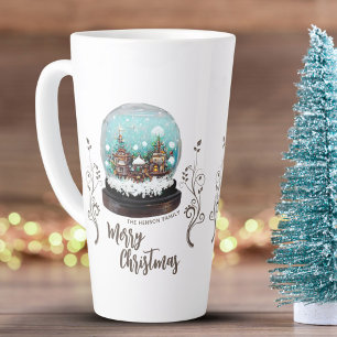 Tasse Latte Village d'hiver en boule de neige en verre Noël fe