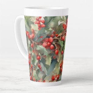 Tasse Latte Vintage aquarelle sainte baies feuilles
