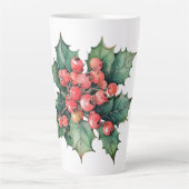 Tasse Latte Vintage aquarelle sainte baies feuilles (Devant)