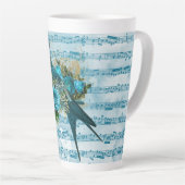 Tasse Latte Vintage Bleu Chanson Bird sur Partition (Angle droit)