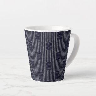 Tasse Latte Vintage bleu foncé Grunge États-Unis Motif du drap