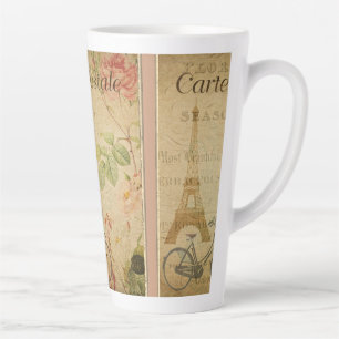 Tasse Latte Vintage Parisien Avec Eiffel Towe