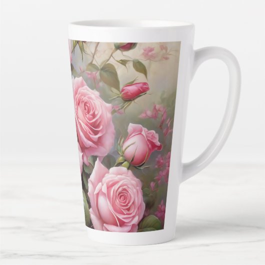Tasse Latte Vintage Pink Roses (Droite)