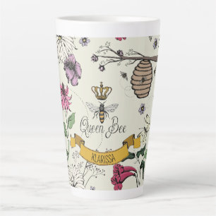 Tasse Latte Vintage Reine Abee Royal Gold Couronne & Défilemen