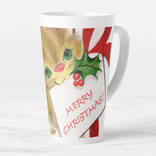 Tasse Latte vintage retro chat de Noël