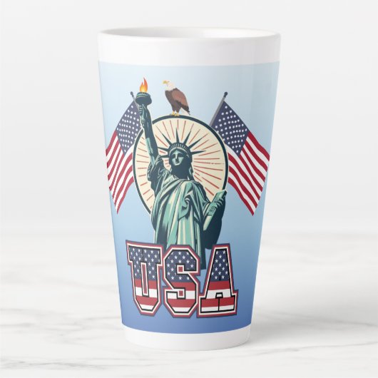 Tasse Latte Vintage, Statue de la Liberté (Devant)