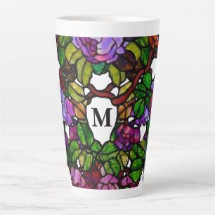Tasse Latte Vintage Tiffany Vitrage pourpre Roses