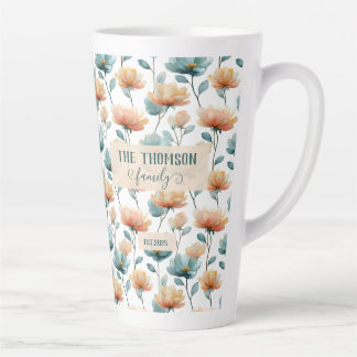 Tasse Latte Vintage Watercolor Floral Family Heritage