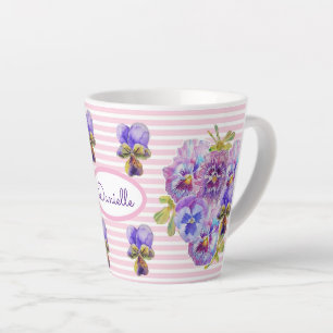 Tasse Latte Viola Vintage de la floraison à la sauce rose