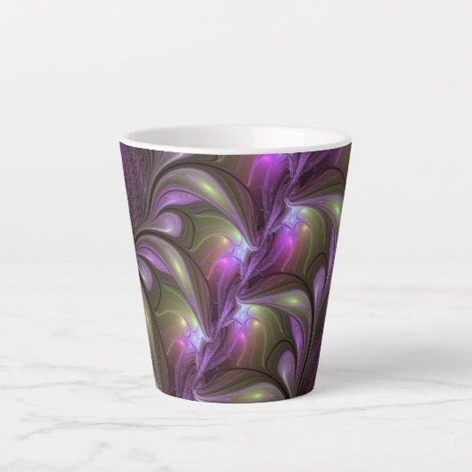 Tasse Latte Violet Abstrait violet violet kaki fractal (Devant)