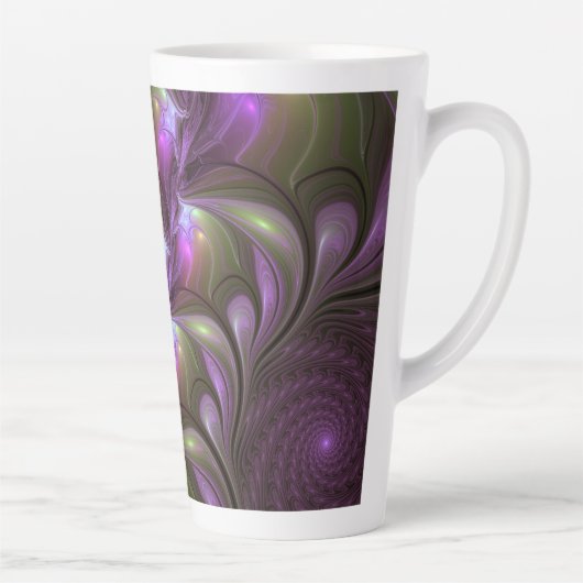 Tasse Latte Violet Abstrait violet violet kaki fractal (Droite)