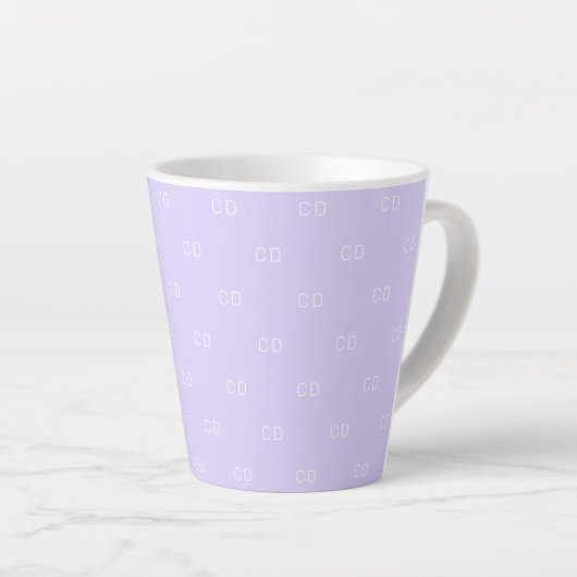 Tasse Latte Violet lavande monogramme initiales motif (Angle droit)