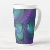 Tasse Latte Violet Rencontre Turquoise Moderne Art Fractal Abs (Angle droit)