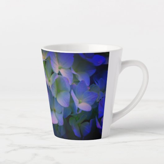 Tasse Latte Violet violet rose bleu hydrangée maman fleur (Droite)