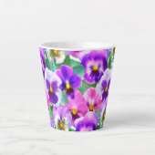 Tasse Latte Violets colorés Pansy Flower Motif (Devant)