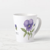 Tasse Latte Violets Février Fleur de naissance (Angle droit)