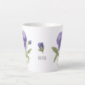 Tasse Latte Violets Février Fleur de naissance (Devant)
