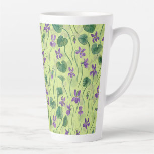 Tasse Latte Violettes à l'aquarelle sur rosée de miel
