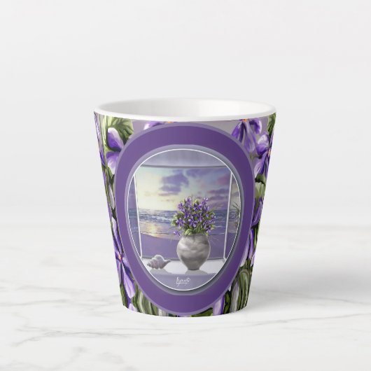 Tasse Latte violettes dans un bocal de lune (Devant)