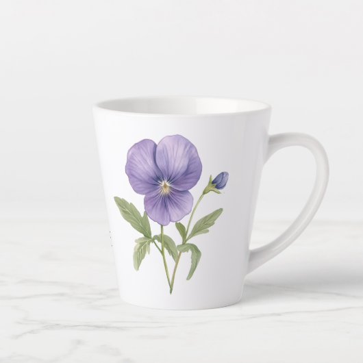Tasse Latte Violettes Fleur de Naissance de Février (Droite)