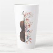 Tasse Latte Violon aux fleurs. (Devant)