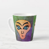 Tasse Latte visage d'alien (Angle gauche)